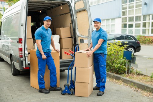 Local removals van outside a residential property in Staines
