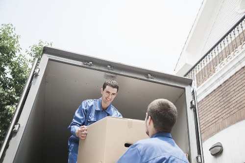 Packed boxes and furniture prepared for local removals
